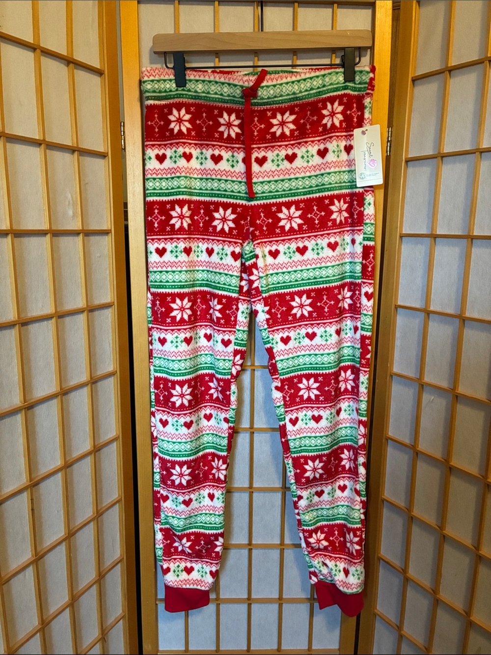 Festive Red & Green Holiday Polar Fleece PJ Pants